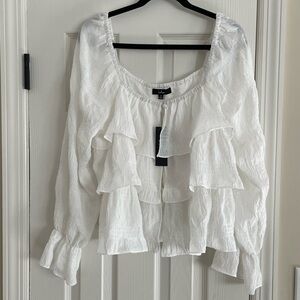 Lulu's, White Ruffled Blouse, Size XL